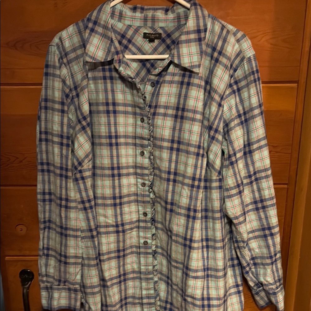 Talbots cotton plaid button down shirt